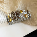 Spiral Enamel Stretch Bracelets With Metal Heart Filigree view 9