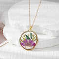 Round Dried Flower Resin Pendant Necklaces Gold Chain 9 Colors view 4