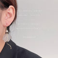 White Translucent Flower Hook Earrings Pearl Gold Wave Tassel view 2