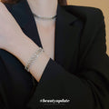 Gold Tone Double Row Geometric Crystal Link Bracelet view 2