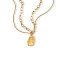 Gold Dual Layer Paperclip Chain Irregular Pendant Necklace view 5