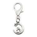 Silver Rabbit Crescent Moon Star Lobster Clasp Keychain view 5