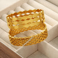 Gold Geometric Cutout Wide Cuff Bracelets Crystal Accents view 4