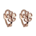 Rose Gold Five Petal Flower Huggie Hoop Earrings Pair view 5