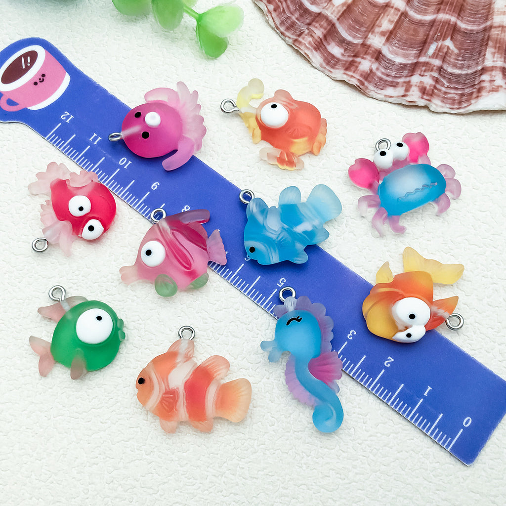 Resin Cartoon Tropical Fish Seahorse Octopus charm pendants for DIY keychain jewelry