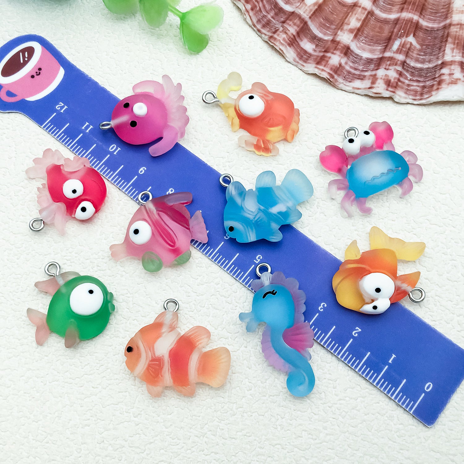 Resin Cartoon Tropical Fish Seahorse Octopus charm pendants for DIY keychain jewelry