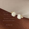 Pearl Enamel Flower Rose Leaf Bow Stud Drop Earrings Collection view 7