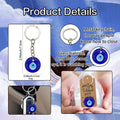 Blue Turkish Evil Eye Round Glass Keychain Ring Metal Charm view 4