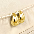 Silver Gold Tone Chunky Polished Teardrop Stud Earrings view 6