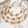 Gold Hollow Coffee Bean Link Necklace Stainless Steel Chain view 3