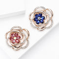Layered Crystal Flower Brooch in Rose Gold Tone for Jackets and Scarves view 3