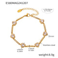 Heart Zircon Link Bracelet Stainless Steel Adjustable view 6
