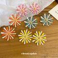Pink and White Enamel Daisy Statement Stud Earrings view 2