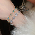Blue Square Clear Square And Flower Crystal Bracelet Designs view 3