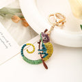 Rainbow Rhinestone Chameleon Keychain Gold Tone Charm view 6