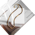 Brown Tiger Eye Heishi Bead Gold Cube Accent Necklace view 5