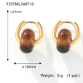 Gold Hoop Earrings with Natural Stone Ring Beads Six Styles view 9