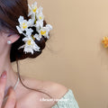 Fabric Flower Gold U-Pin Hair Sticks White Purple Blue view 3