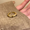 Gold Tone Hammered Open Ring Tiger Eye Bead Accents view 6