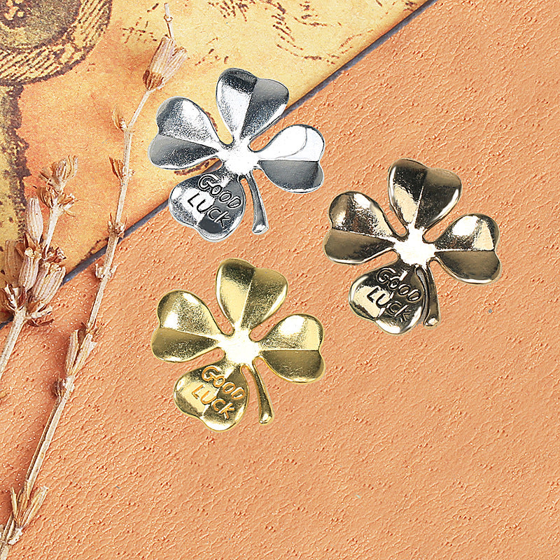 27mm Four-Leaf Clover GOOD LUCK Alloy Charm Pendant