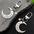 Antique Silver Moon Star Quote Metal Clasp Keychain Pair view 2