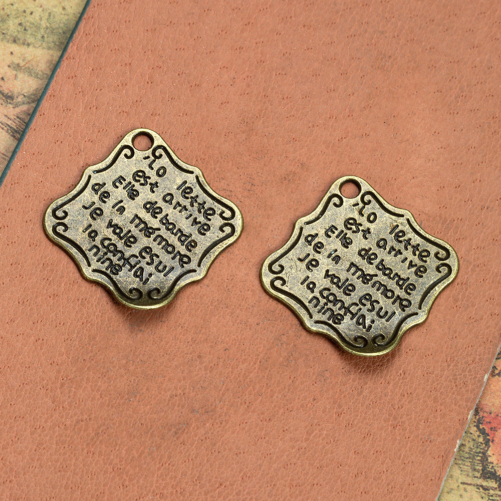 Vintage 24x24mm Alloy Letter Notebook Charm Pendant