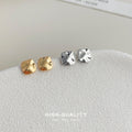Mini Square Wavy Metal Stud Earrings Gold Silver Finishes view 1