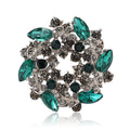 Round Crystal Floral Wreath Brooch in Five Color Variations view 5