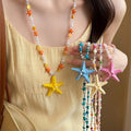 Beaded Starfish Pendant Necklaces in Four Bright Colors view 1