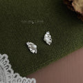 Silver-Tone Ruffle Skirt Pearl Clear Stone Stud Earrings view 4