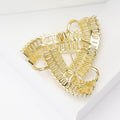 Interlocking Geometric Brooch With Rows of Clear Crystals view 3
