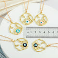 Gold Tone Open Hand Outline Evil Eye Pendant Necklaces in Six Colors view 5