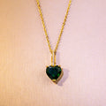Green Heart Crystal Look Gold Tone Fine Pendant Necklace view 4
