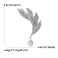 Silver AB Rhinestone Four Leaf Brooch Pearl Drop Pin view 7