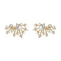 Gold Firework Pearl Crystal Starburst Stud Earrings Pair view 5