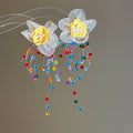 Flower and Beaded Fringe Earrings in Green or Multicolor Designs view 7
