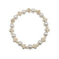 Pearl Cross Bead Stretch Bracelet Cream Tone Beads view 6