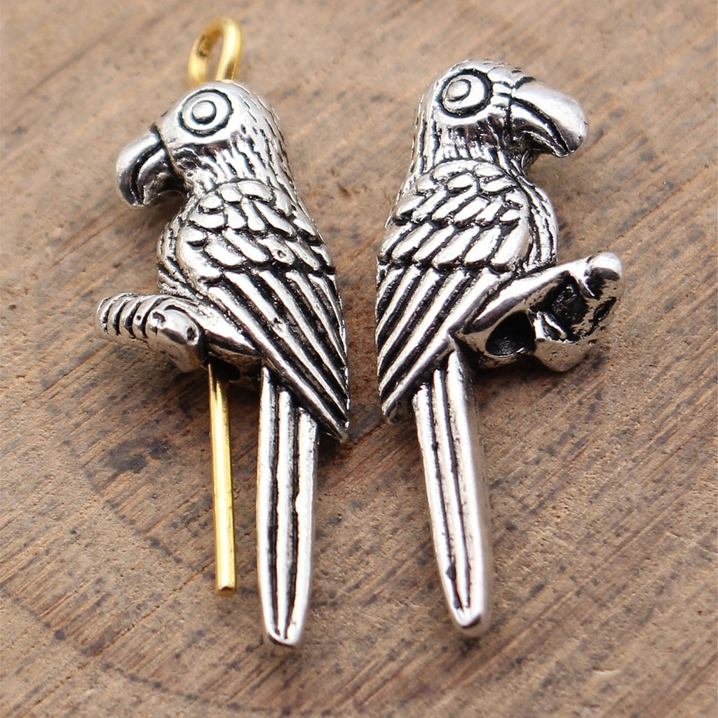 23x9.4mm 1.6g Antique Silver Zinc Alloy Parrot Shape Loose Metal Beads for Bracelet Jewelry Making