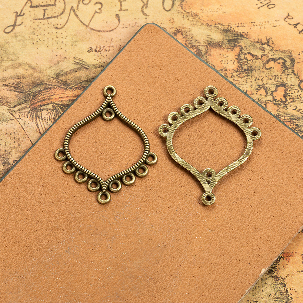 37x30mm Hollow Alloy Multi-Hole Earring Connector Pendant