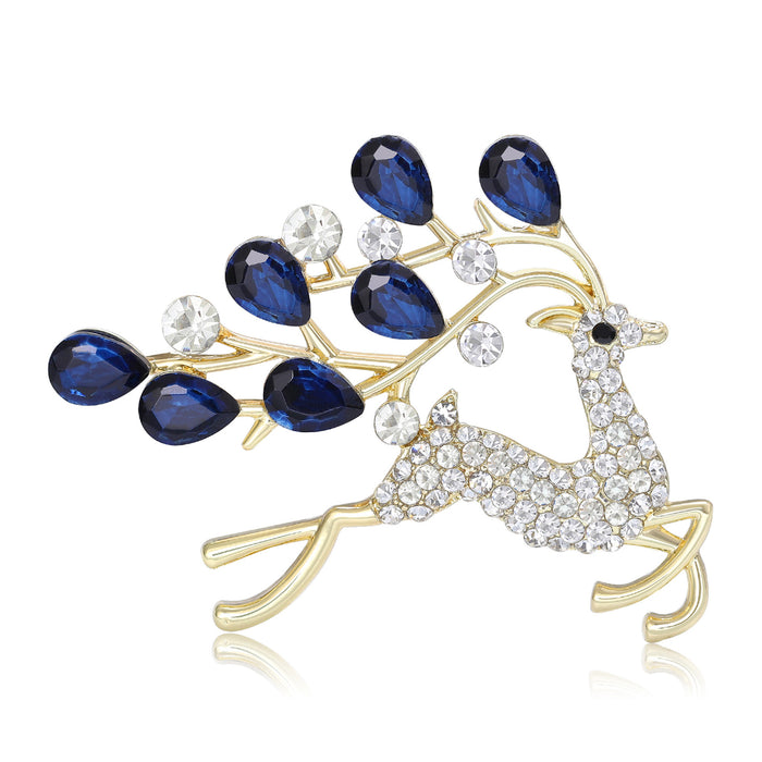 Crystal Running Deer Brooch Purple Blue Antler Gem Styles