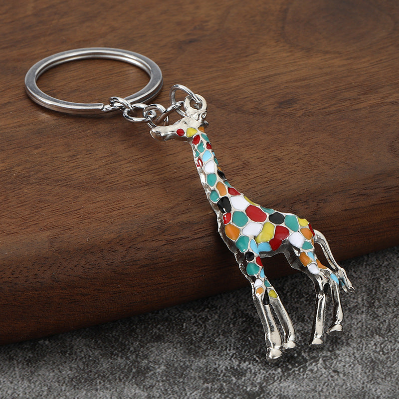 Cute Colorful Giraffe Alloy Keychain Bag Charm Accessory