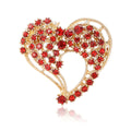 Interlocking Double Heart Crystal Brooch in Red And Gold view 5