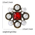 Square Jewel Pearl Cluster Brooch in Two Center Colors view 7