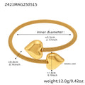 Gold Steel Open Double Heart Mesh Cuff Bangle Bracelets view 6