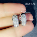 White Gold Pavé Wide Huggie Hoop Earrings Clear Stone Alloy view 4