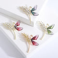 Crystal Wheat Sprig and Colorful Butterfly Brooch in Gold Tone view 1