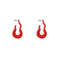 Sculptural Open Loop Stud Earrings in Burgundy and Silver Tone view 5