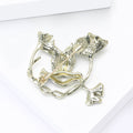 Enamel Doves and Leafy Branch Brooch Pin Decorative Jewelry view 4