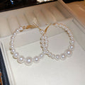 White Graduated Pearl Oversized Statement Hoop Earrings view 6