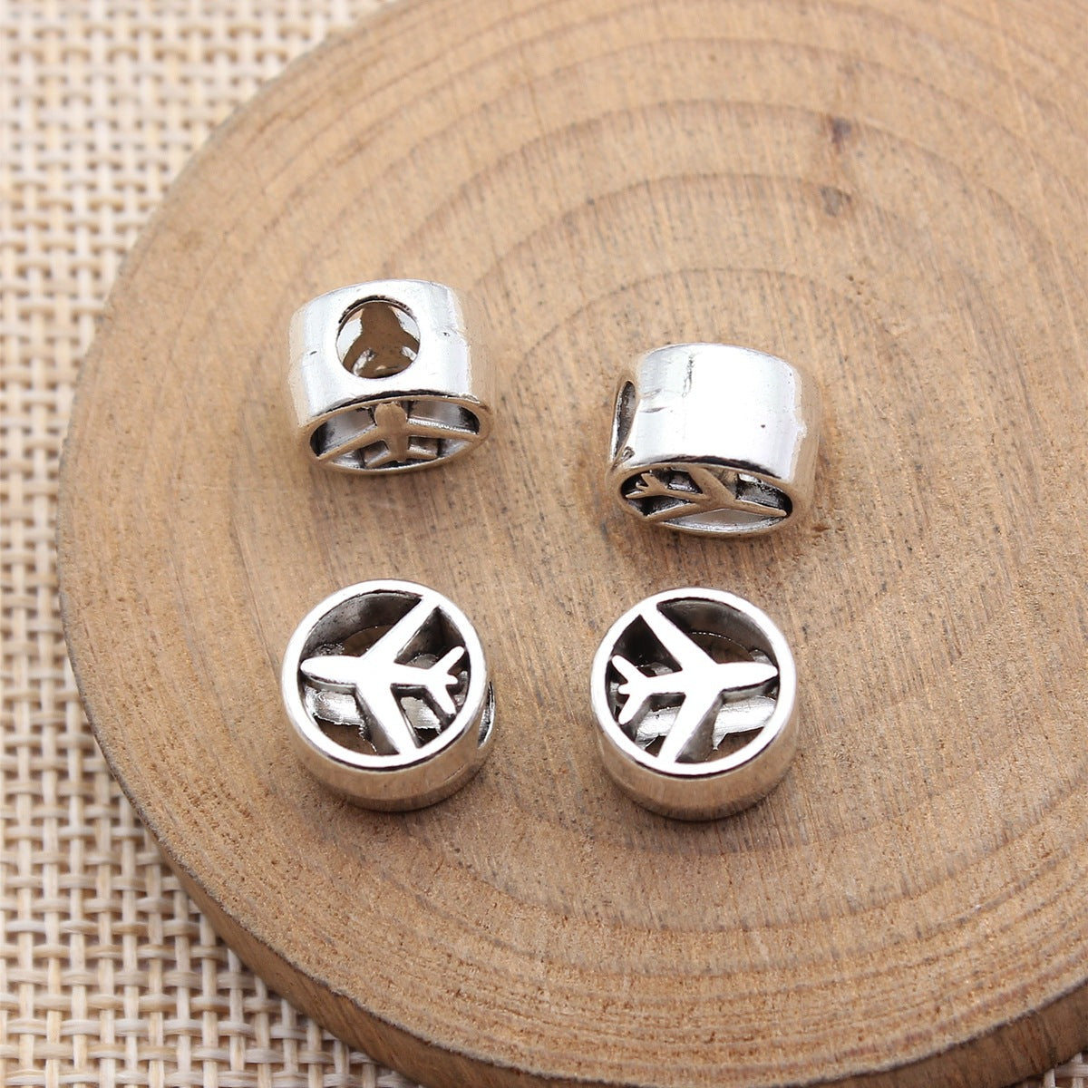 10x10x6.3mm 1.7g Antique Silver Zinc Alloy Airplane Large Hole Spacer Beads for Bracelet Jewelry Making
